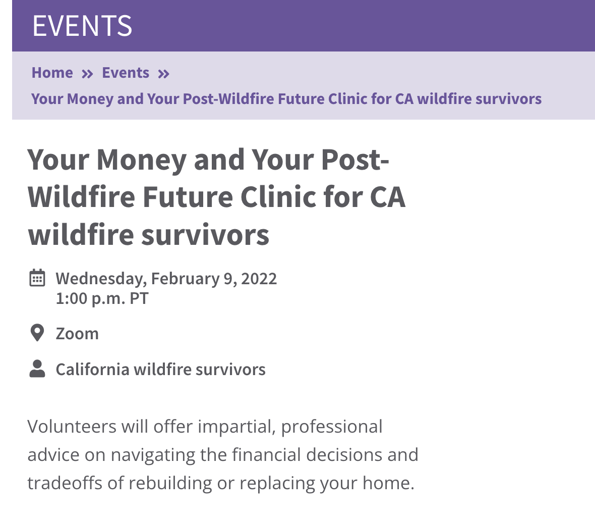 Financial Planning for California Wildfire Survivors